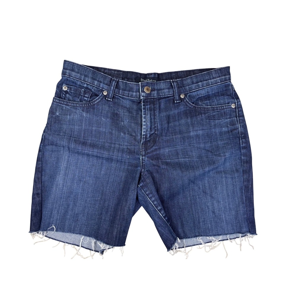 David Kahn Womens Dark Wash Raw Hem Denim Jean Shorts Size 10 - Picture 2 of 9